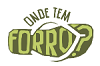 Logotipo: Um pé de chinelo com as palavras Onde tem forró?